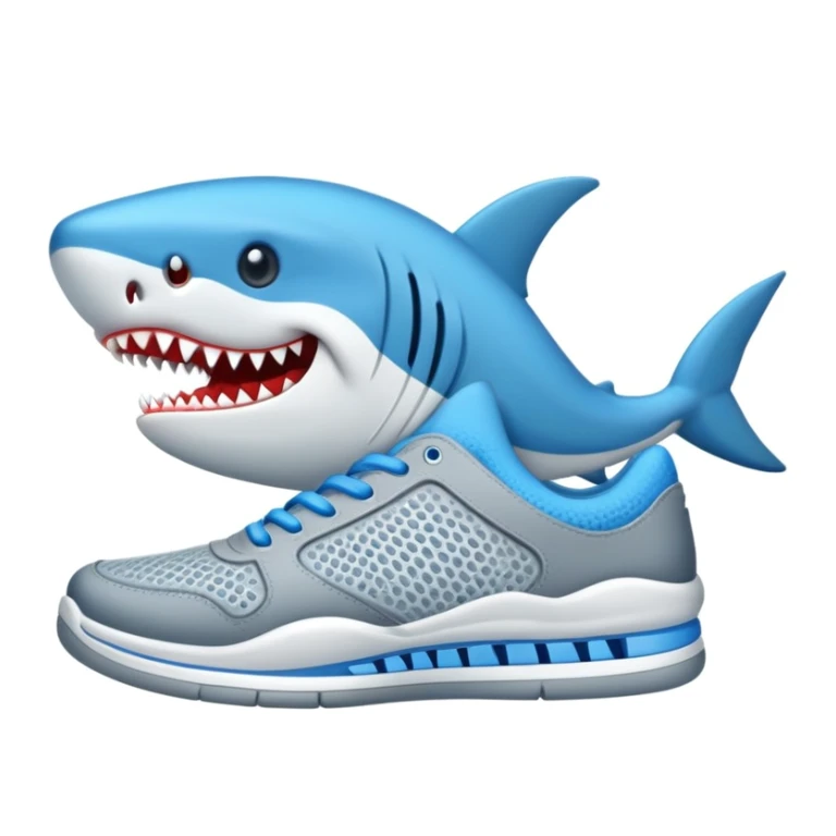 Un tiburón con zapatos tenis azules sticker