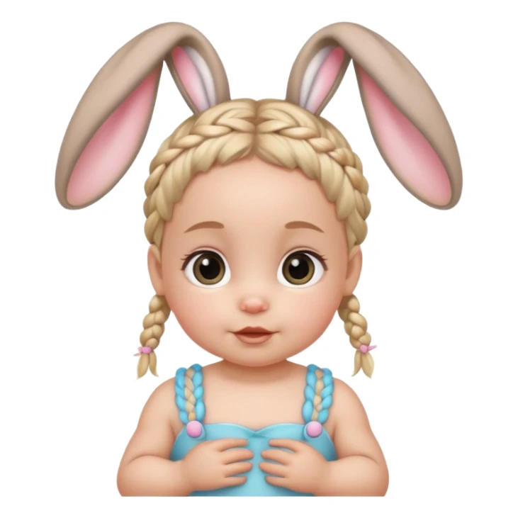 bunny ear accessory wearing baby braided hair sticker