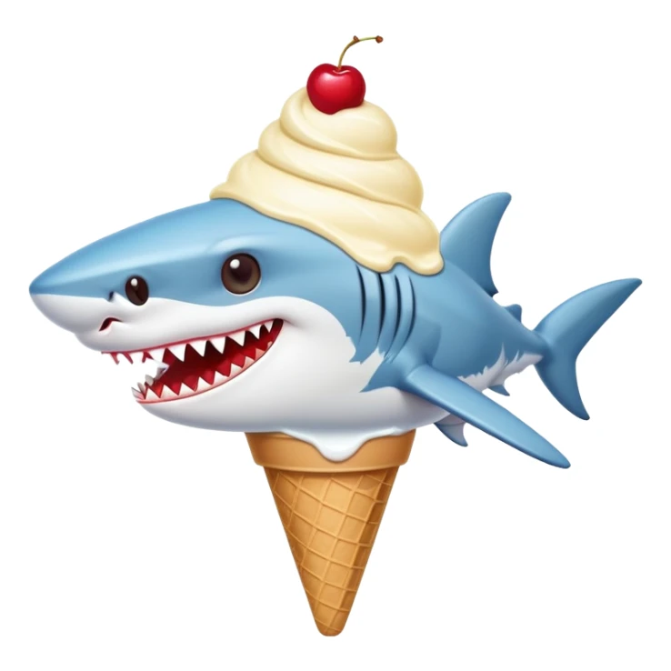 Shark with ice cream hat (scoop of vanilla with cherry on top) sticker