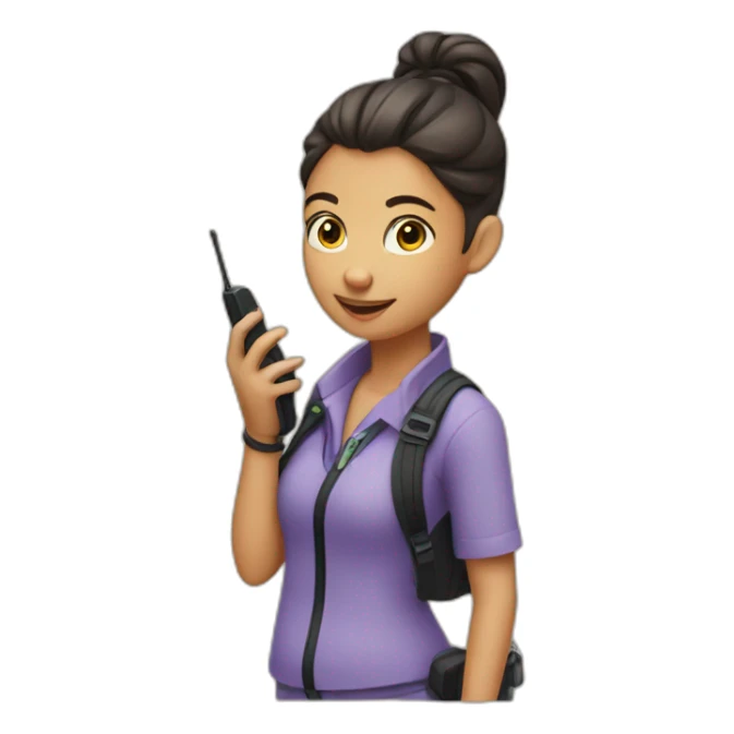 girl with her hair in a bun and a walkie talkie sticker