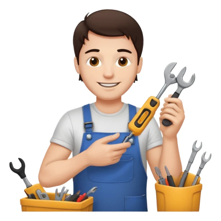 make a white guy with dark brown hair repairing an iphone happy sticker