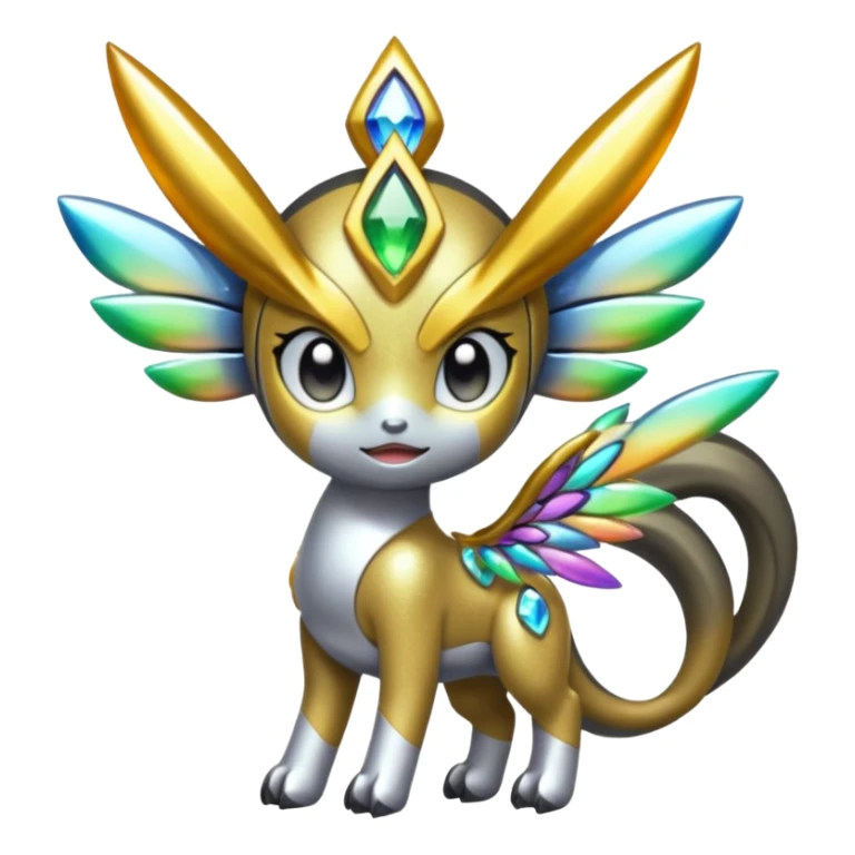Shiny Colorful Sparkly Glittery Iridescent Alloy Soft Smooth Romantic Tough Cool Big Meloetta-Wargreymon-Pokémon-Digimon-Fakémon-fusion-hybrid-creature sticker