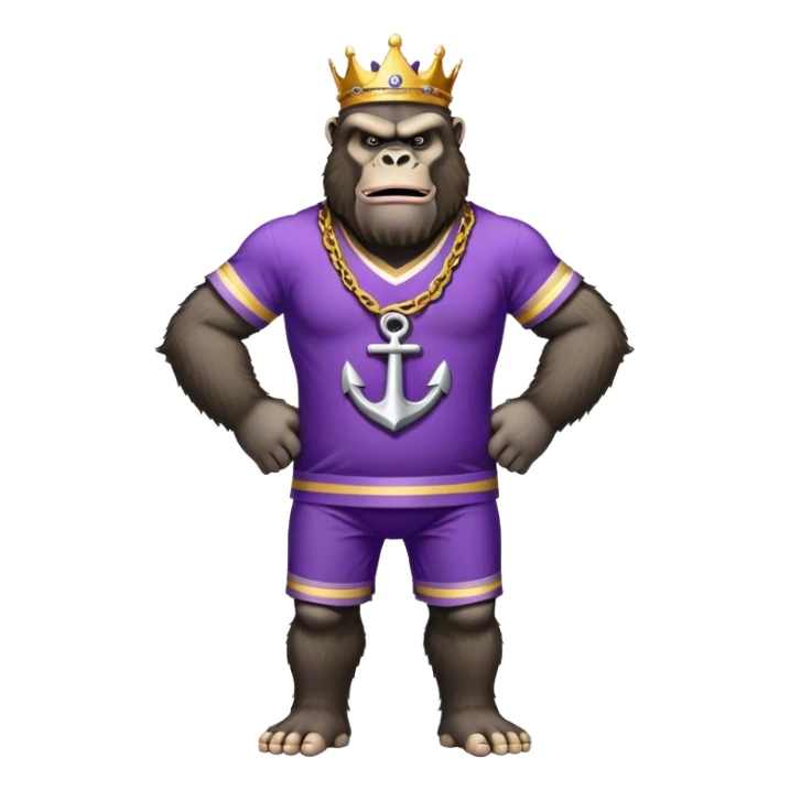king kong wearing dockers jersey white and purple anchor sticker
