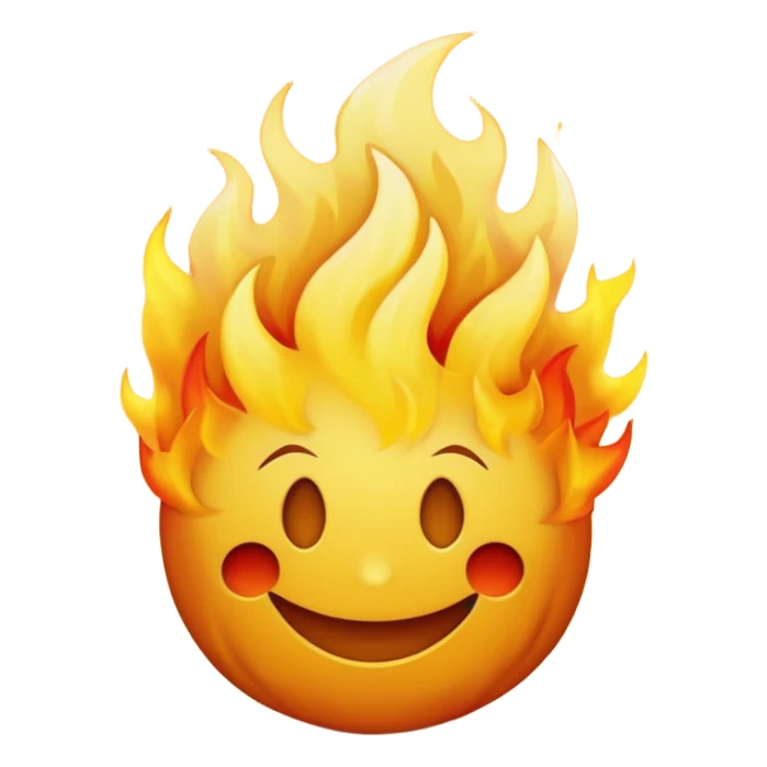 🙂🔥 cobine the two put the fire on topp of the head nothing more nothing less, stop with the ai don’t make it look like a person make it look like an yellow smiley face better sticker