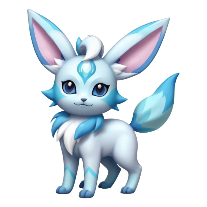 Futuristic Fluffy Celestial Magical Ethereal Glaceon-Espeon-Sylveon-Umbreon-hybrid, full bod sticker