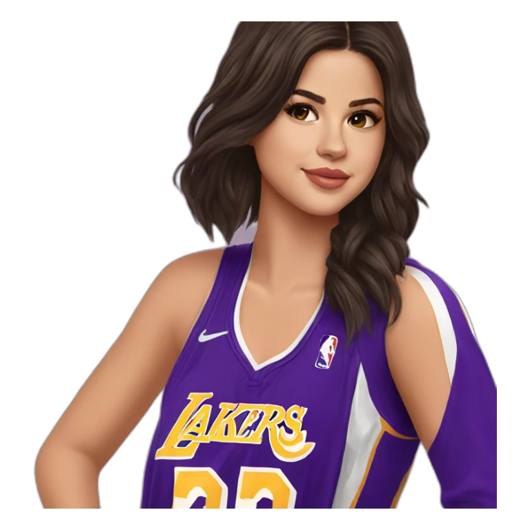 selena gomez with lakers jersey sticker