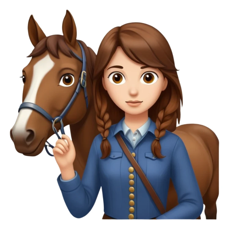 girl with brown hair leading a horse sticker