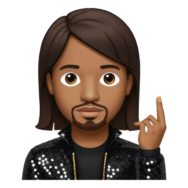  Stevie J, Record Producer with dark brown hair, black sequin outfit sticker