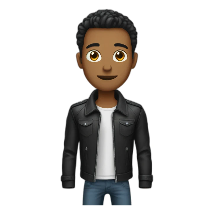 Skinny guy with long armas and legs and wearing a leather jacket sticker