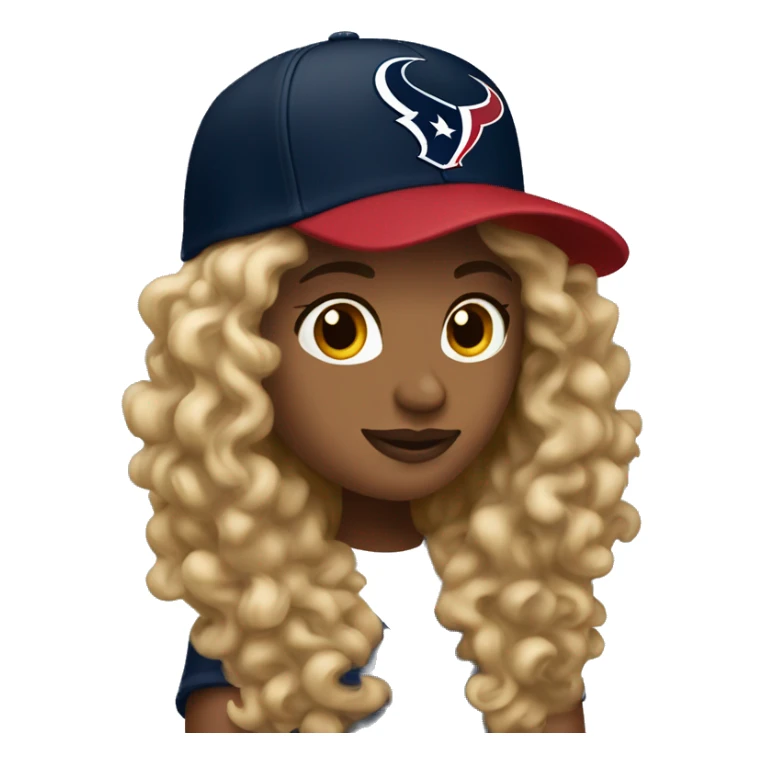 HOUSTON TEXANS baseball hat woman with long curly hair  sticker