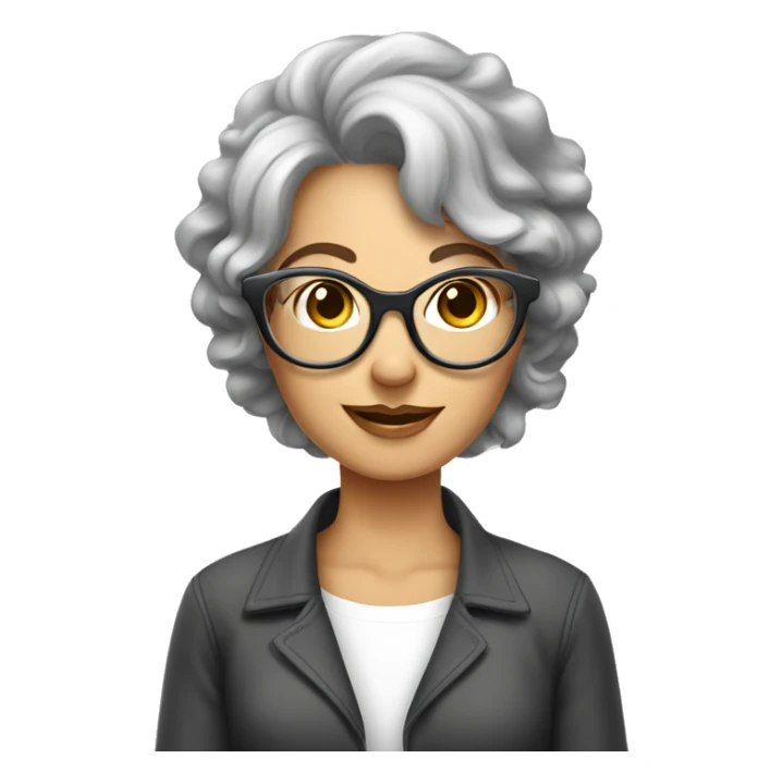 Femme âgée avec des petites lunettes cheveux courts gris  sticker