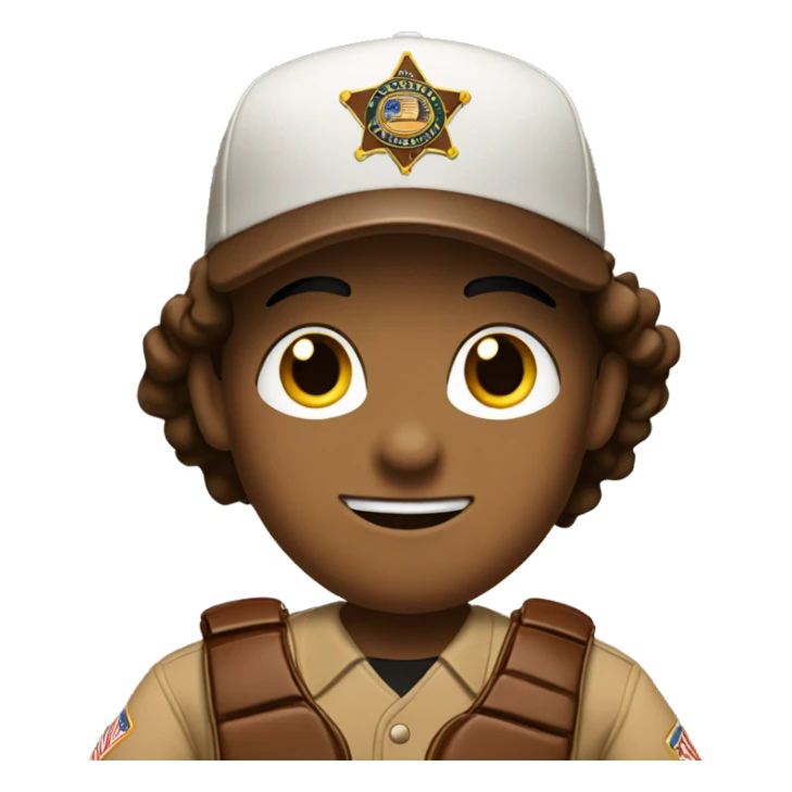 Deputy with brown uniform and baseball glove sticker