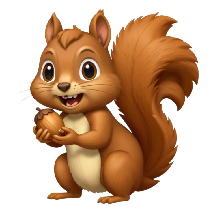 long toothed squirrel eats acorn, panicking in fear sticker