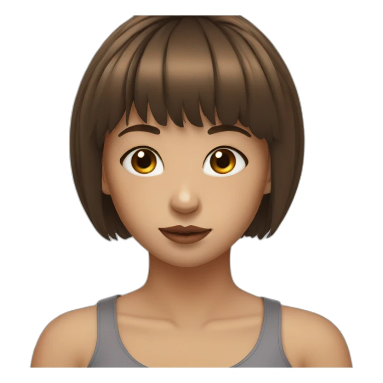 Girl with short brown hair with bangs with septum piercing on nose sticker