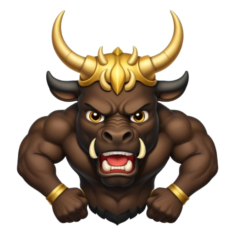 black angry powerful bull with golden horns emoji sticker