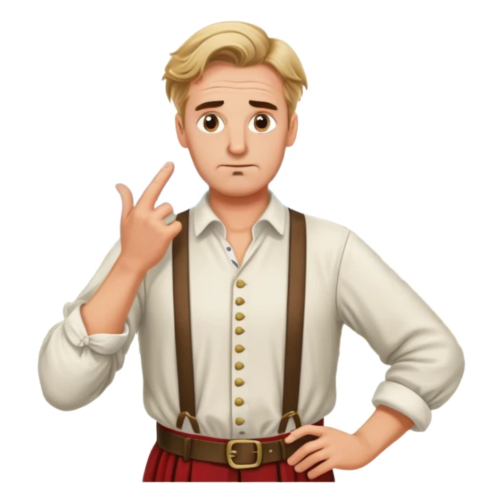 a German in typical Bavarian clothing shrugging and looking lost with Sicily in the background sticker