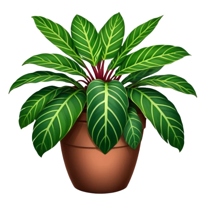 dark green Maranta leuconeura in a pot sticker