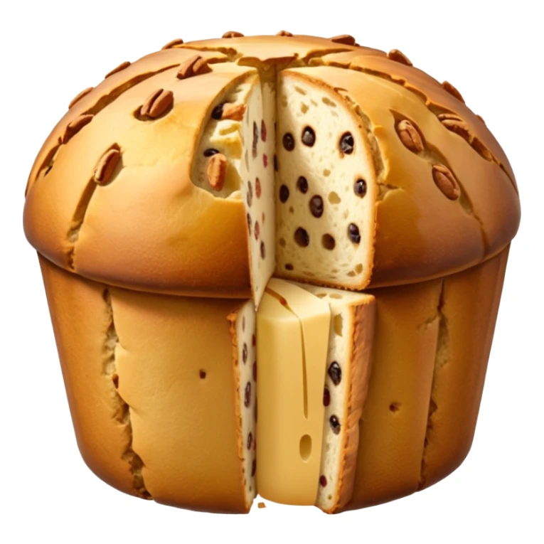 panettone classico, fallo tagliato con una fetta e con la carta a torno sticker