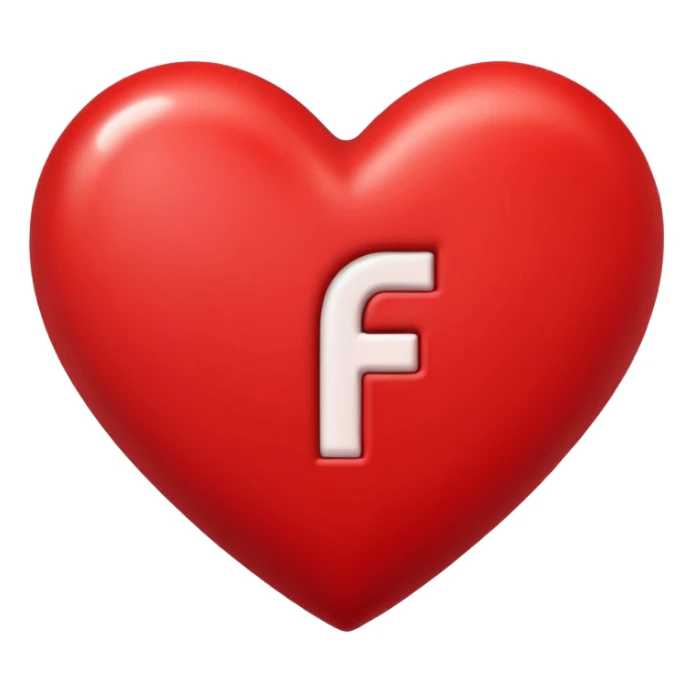 un corazon rojo con la letra f en el centro pero para un emoji{ sticker
