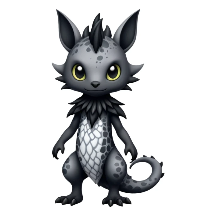 a dark gothic gloomy edgy vernid-fionbri-creature with splash patterns full body sticker