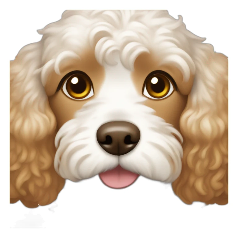 A white cavapoo dog with light brown ears and a few light brown spots on his chest and head sticker