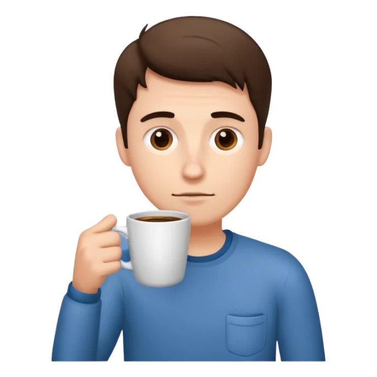 A man who didn't get enough sleep is holding coffee in his hands sticker