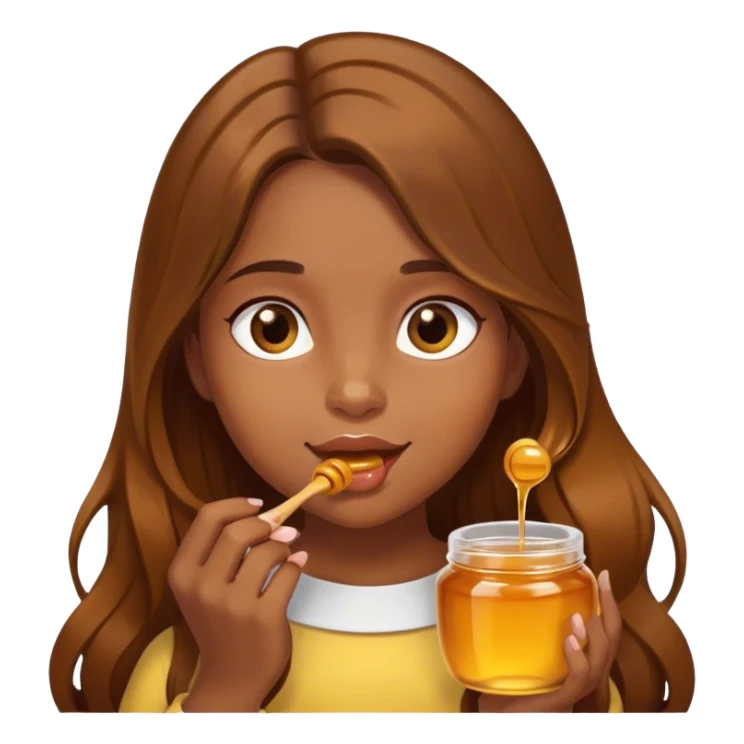 Girl, brown long hair, eating honey  sticker