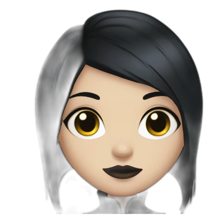 goth girl with black hair and eyeliner, grunge sticker