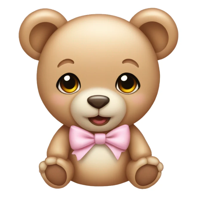 Baby teddy bear with a light pink bow on the ear sticker