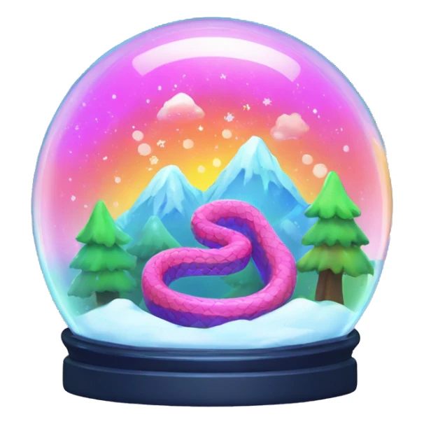 Kawaii rainbow neon snake mountain snow globe  sticker