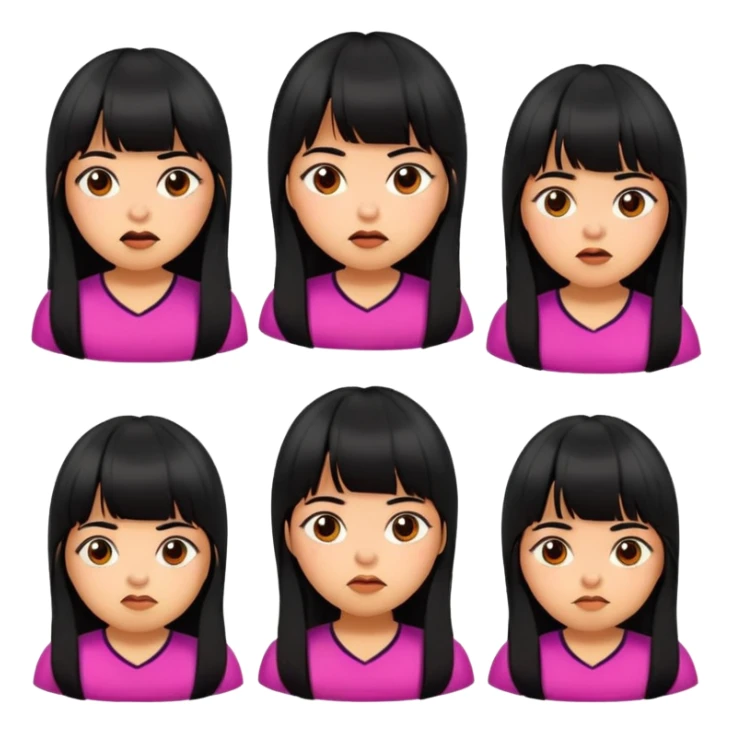 Mexican girl with bangs black long hair plus size emotions  sticker