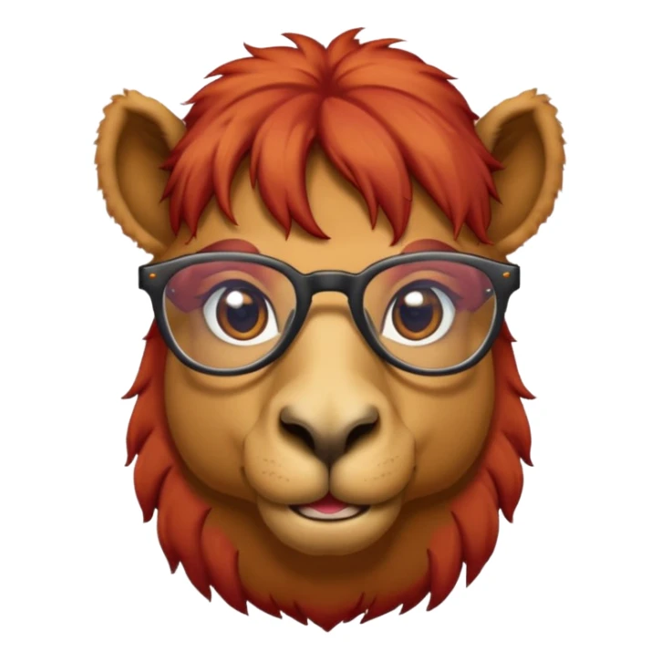 camel face with red hair and glasses sticker