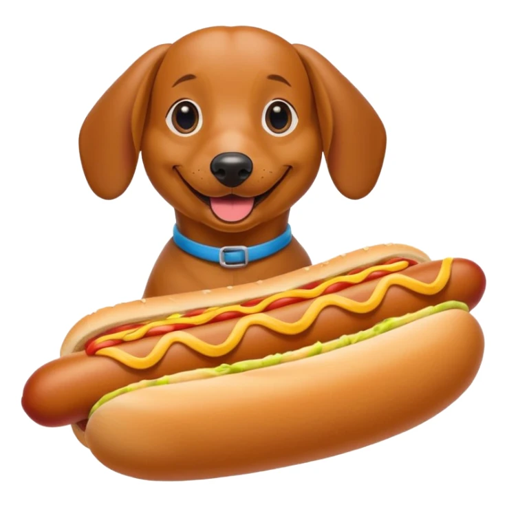 A Weiner dog in a hotdog bun sticker