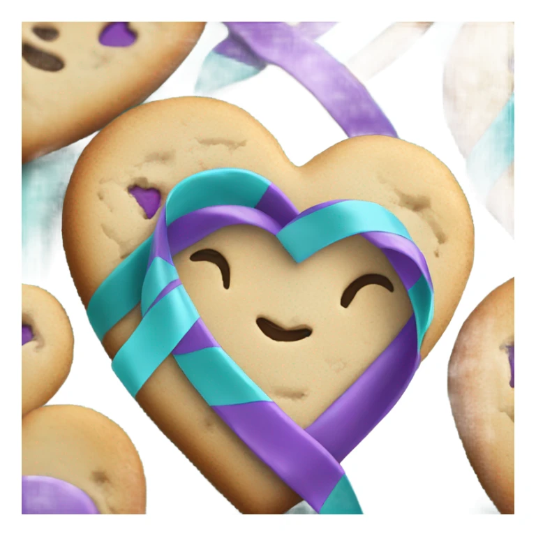 Cookie heart with purple teal awareness ribbon sticker
