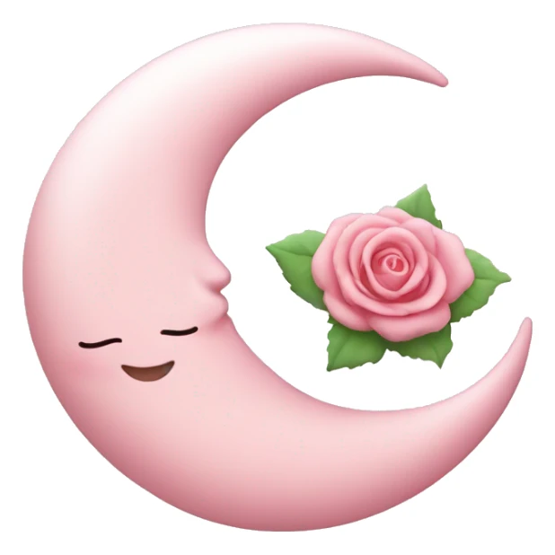 Baby Pink crescent moon with rose   sticker