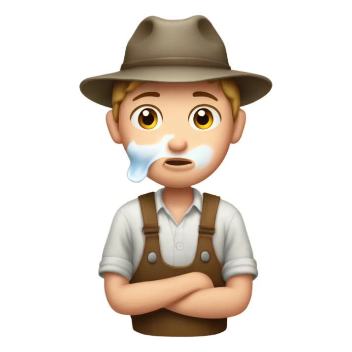 Farm boy milking a cow and is sad sticker