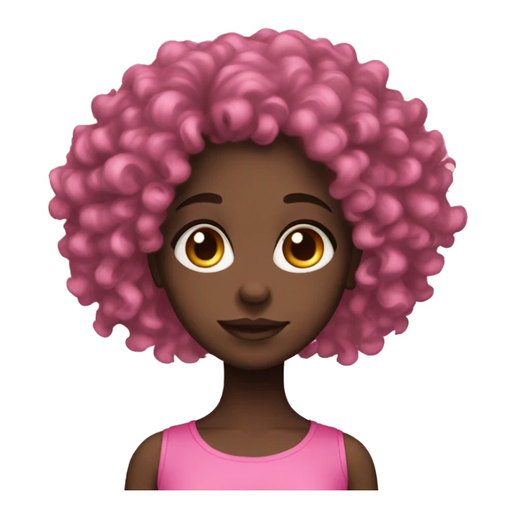 Black girl curly hair in pink sticker