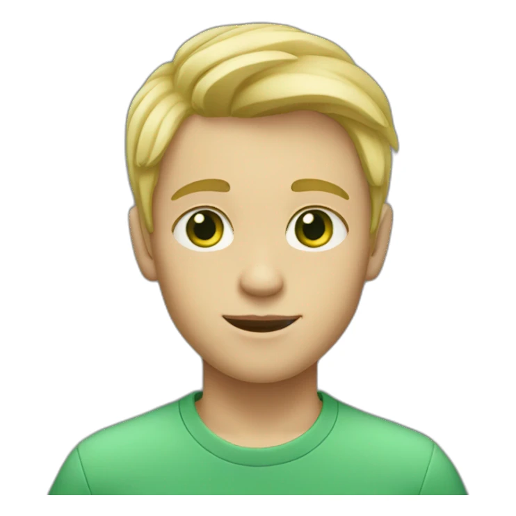 boy with blond hair, bright skin, green eyes sticker