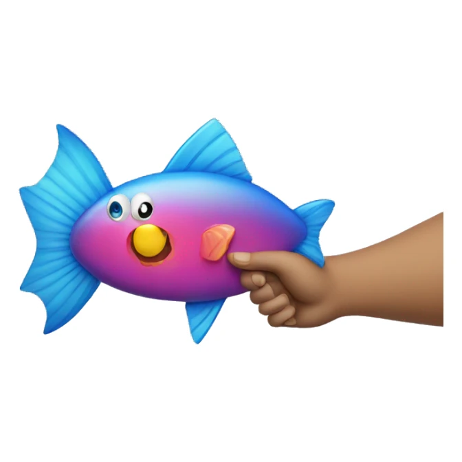 Fish with hands holding a water gun sticker