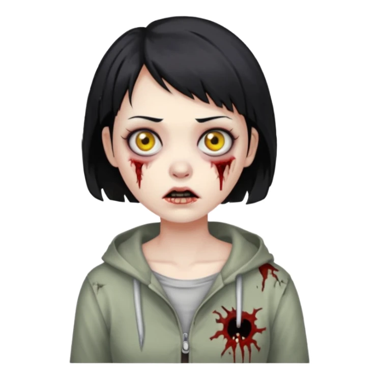 Zombie girl with very short hair sticker