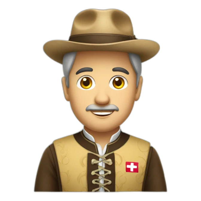 Swiss yang man in tracht suit with hat sticker