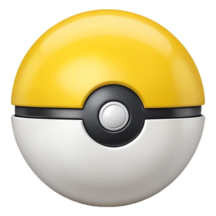 Ultra Ball from Pokemon, black and yellow top half, white bottom half sticker