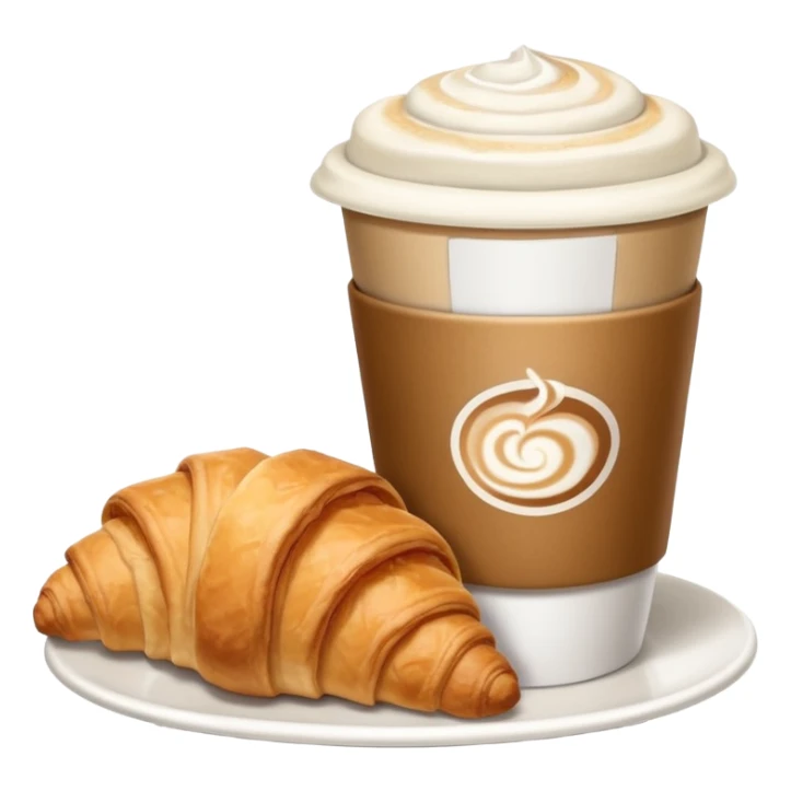 to-go coffee cup with cappuccino and croissant sticker