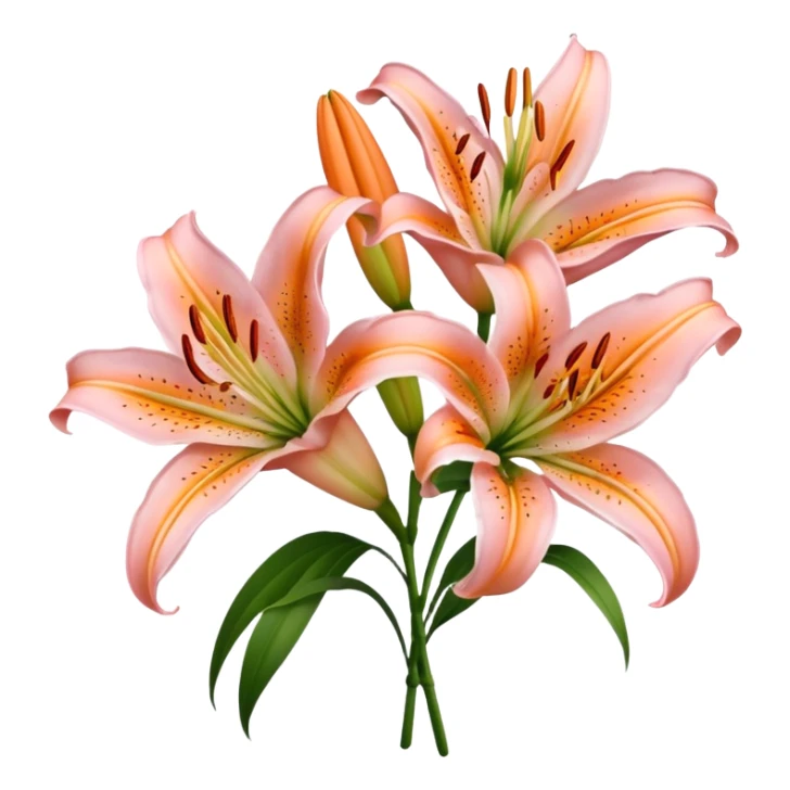 bouquet of light pink and orange oriental lilies sticker