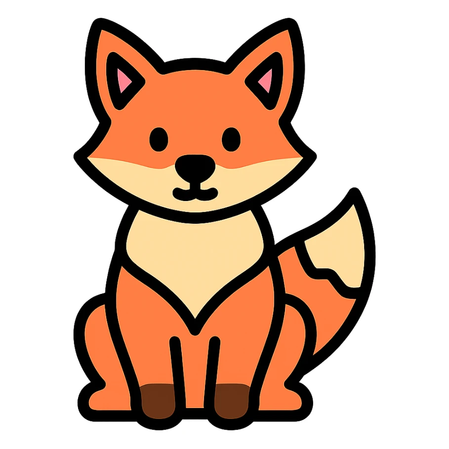 sitting and alert fox color icon sticker