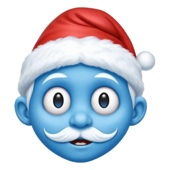 A blue face with a White christmas head it looks like the smurfs sticker