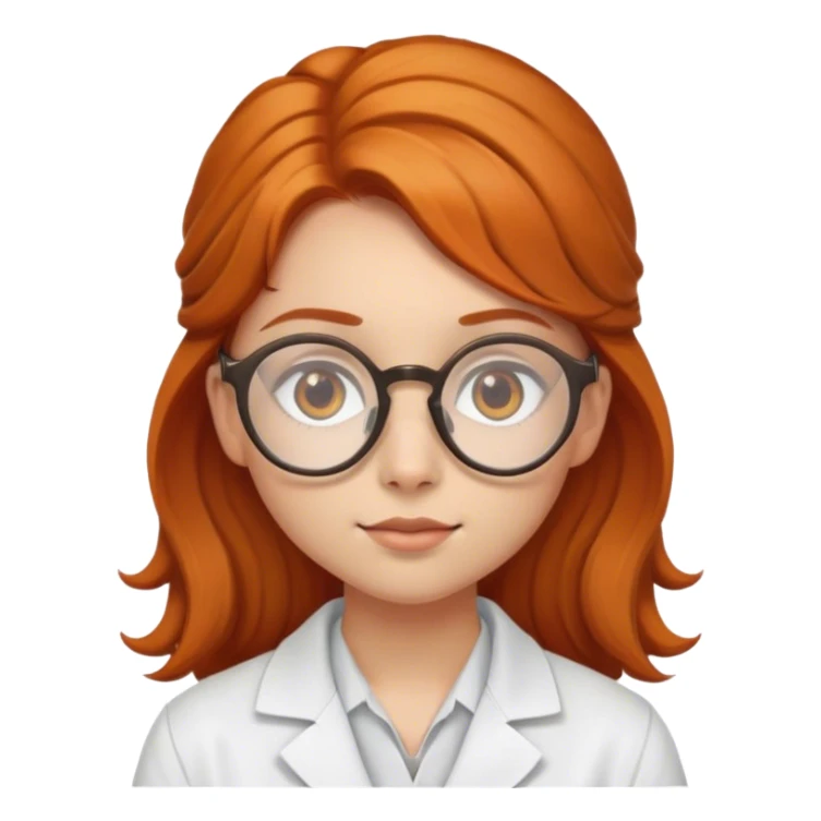 Fair-skinned, ginger, with brown eyes, girl, with brown round tortoise shell glasses, as a scientist sticker