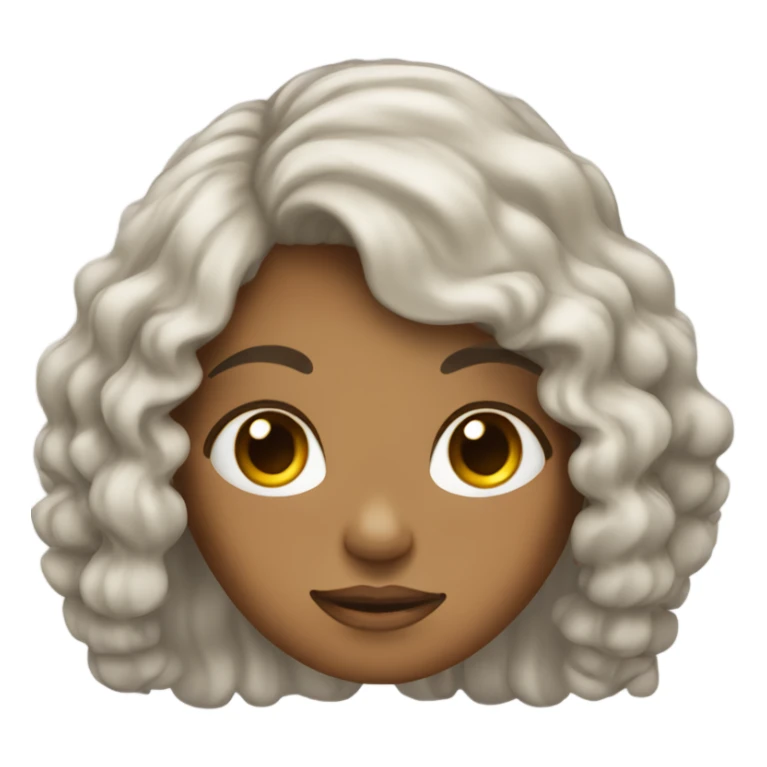 Tan girl with black long curly hair with hand on face sticker