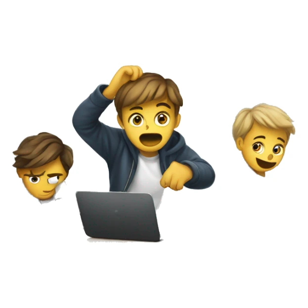 European students sitting at desks. One tries to catch a bag sticker