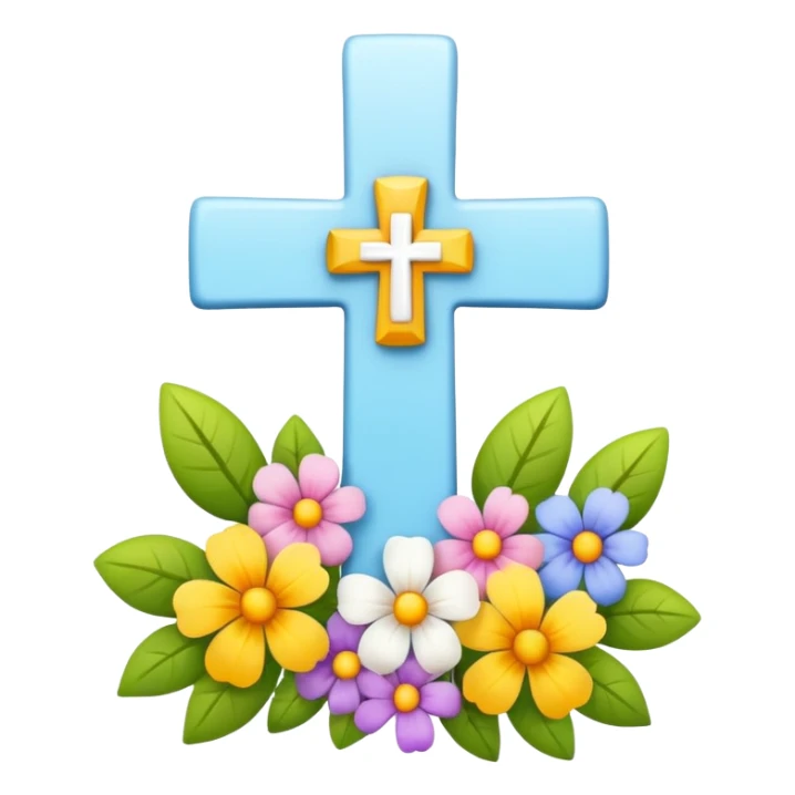 Cute Christian cross with flowers on it sticker